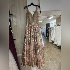 Dave and Johnny Rose Gold Gown